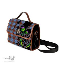 ScotsTee Shop Scottish Anderson Modern Clan Tartan Canvas Bag Celtic Knot and Thistle with Scotland Map Bag