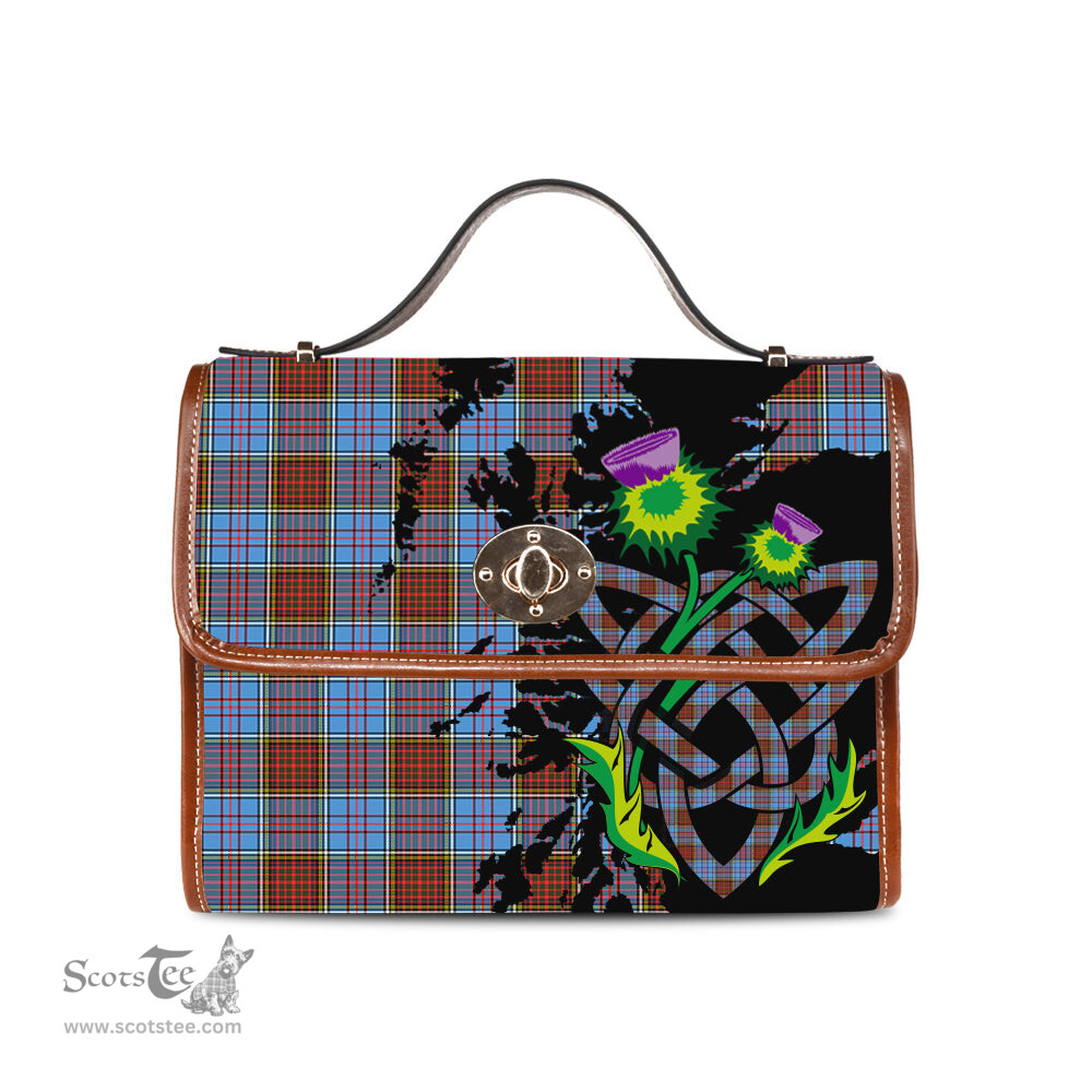 ScotsTee Shop Scottish Anderson Modern Clan Tartan Canvas Bag Celtic Knot and Thistle with Scotland Map Bag