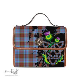 ScotsTee Shop Scottish Anderson Modern Clan Tartan Canvas Bag Celtic Knot and Thistle with Scotland Map Bag