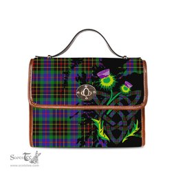 ScotsTee Shop Scottish Brodie Hunting Modern Clan Tartan Canvas Bag Celtic Knot and Thistle with Scotland Map Bag