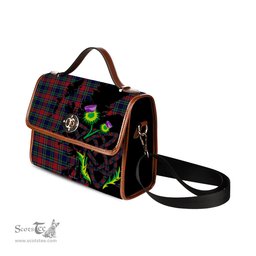 ScotsTee Shop Scottish Allison Red Clan Tartan Canvas Bag Celtic Knot and Thistle with Scotland Map Bag