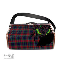 ScotsTee Shop Scottish Allison Red Clan Tartan Canvas Bag Celtic Knot and Thistle with Scotland Map Bag