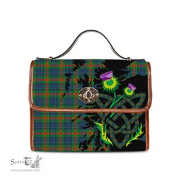 ScotsTee Shop Scottish Aiton Clan Tartan Canvas Bag Celtic Knot and Thistle with Scotland Map Bag