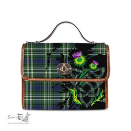 ScotsTee Shop Scottish Blyth Clan Tartan Canvas Bag Celtic Knot and Thistle with Scotland Map Bag