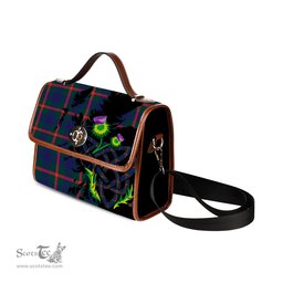 ScotsTee Shop Scottish Agnew Modern Clan Tartan Canvas Bag Celtic Knot and Thistle with Scotland Map Bag