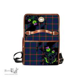 ScotsTee Shop Scottish Agnew Modern Clan Tartan Canvas Bag Celtic Knot and Thistle with Scotland Map Bag
