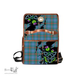 ScotsTee Shop Scottish Agnew Ancient Clan Tartan Canvas Bag Celtic Knot and Thistle with Scotland Map Bag