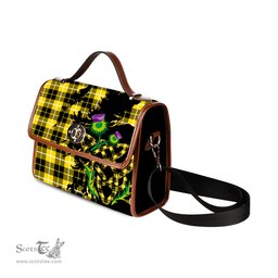 ScotsTee Shop Scottish Barclay Dress Modern Clan Tartan Canvas Bag Celtic Knot and Thistle with Scotland Map Bag