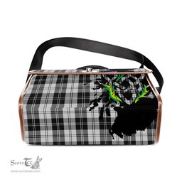 ScotsTee Shop Scottish Erskine Black and White Clan Tartan Canvas Bag Celtic Knot and Thistle with Scotland Map Bag