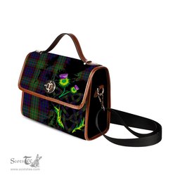 ScotsTee Shop Scottish Cunningham Hunting Clan Tartan Canvas Bag Celtic Knot and Thistle with Scotland Map Bag
