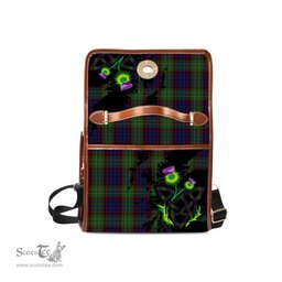 ScotsTee Shop Scottish Cunningham Hunting Clan Tartan Canvas Bag Celtic Knot and Thistle with Scotland Map Bag