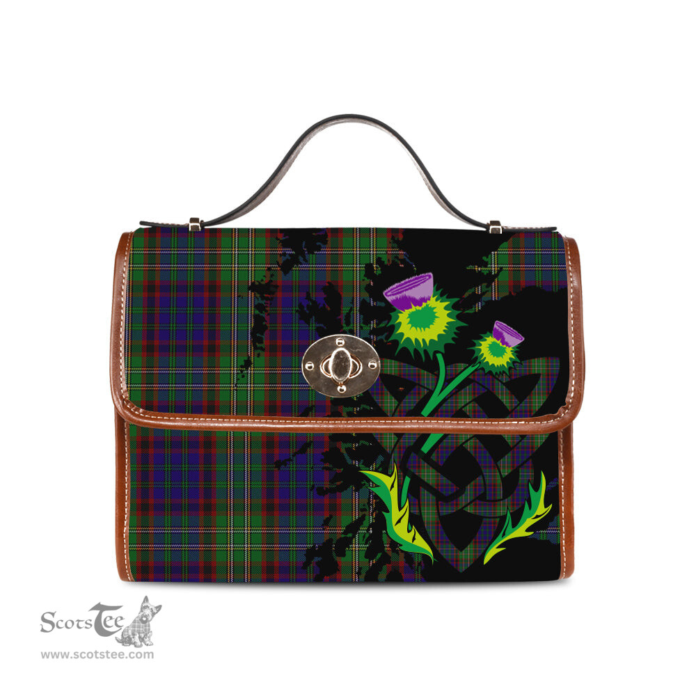 ScotsTee Shop Scottish Cunningham Hunting Clan Tartan Canvas Bag Celtic Knot and Thistle with Scotland Map Bag