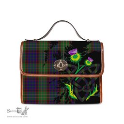 ScotsTee Shop Scottish Cunningham Hunting Clan Tartan Canvas Bag Celtic Knot and Thistle with Scotland Map Bag