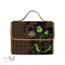 ScotsTee Shop Scottish Cochrane Modern Clan Tartan Canvas Bag Celtic Knot and Thistle with Scotland Map Bag