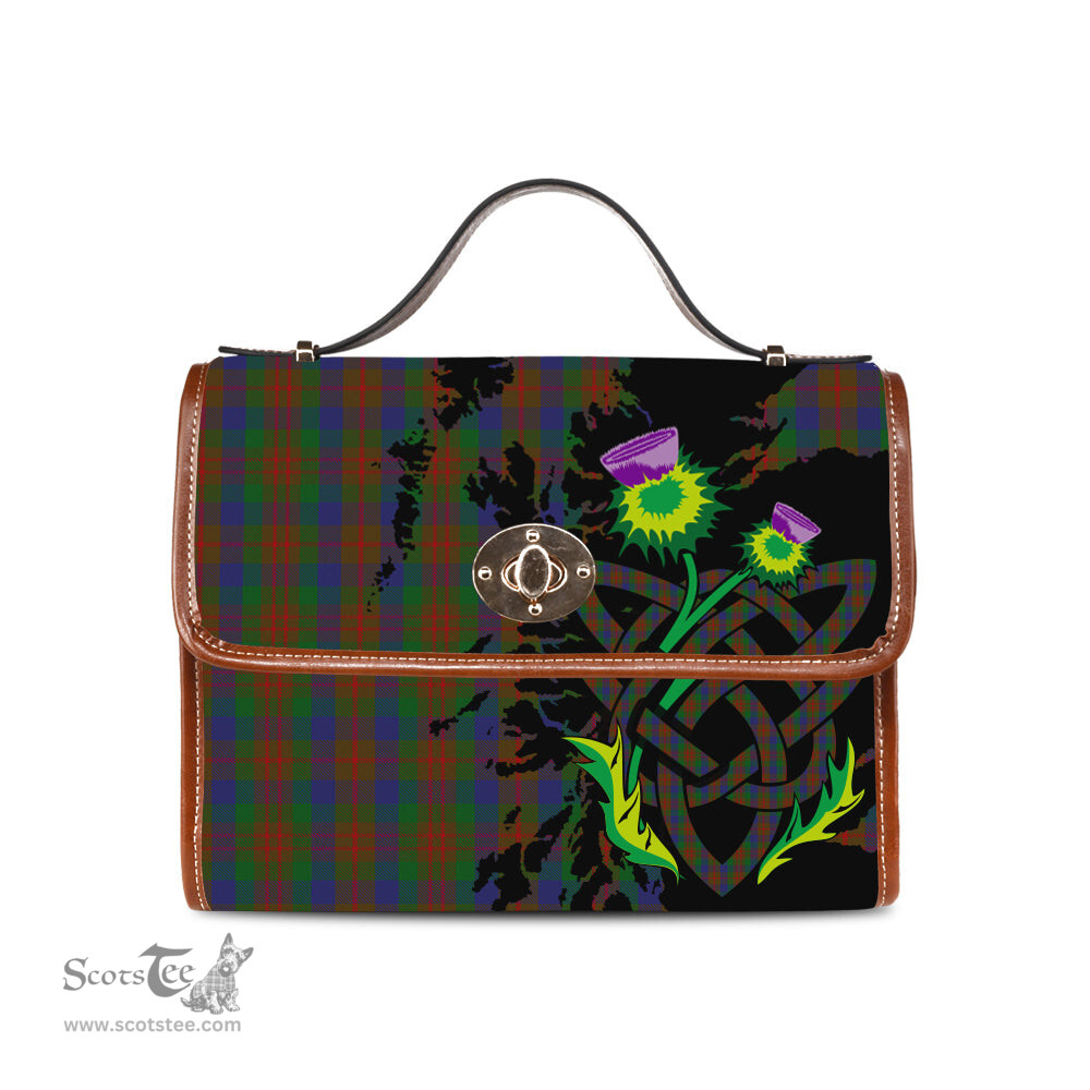 ScotsTee Shop Scottish Dorward Dogwood Clan Tartan Canvas Bag Celtic Knot and Thistle with Scotland Map Bag