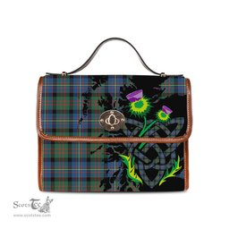 ScotsTee Shop Scottish Cameron of Erracht Ancient Clan Tartan Canvas Bag Celtic Knot and Thistle with Scotland Map Bag