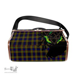 ScotsTee Shop Scottish Clelland Modern Clan Tartan Canvas Bag Celtic Knot and Thistle with Scotland Map Bag