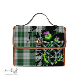 ScotsTee Shop Scottish Erskine Green Clan Tartan Canvas Bag Celtic Knot and Thistle with Scotland Map Bag