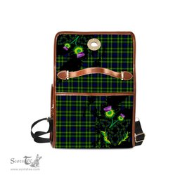 ScotsTee Shop Scottish Campbell of Breadalbane Modern Clan Tartan Canvas Bag Celtic Knot and Thistle with Scotland Map Bag