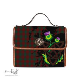 ScotsTee Shop Scottish Donachie of Brockloch Clan Tartan Canvas Bag Celtic Knot and Thistle with Scotland Map Bag