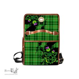 ScotsTee Shop Scottish Clephan Clan Tartan Canvas Bag Celtic Knot and Thistle with Scotland Map Bag