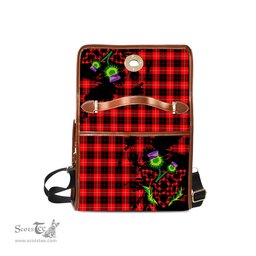 ScotsTee Shop Scottish Cunningham Modern Clan Tartan Canvas Bag Celtic Knot and Thistle with Scotland Map Bag