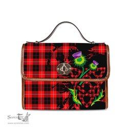 ScotsTee Shop Scottish Cunningham Modern Clan Tartan Canvas Bag Celtic Knot and Thistle with Scotland Map Bag