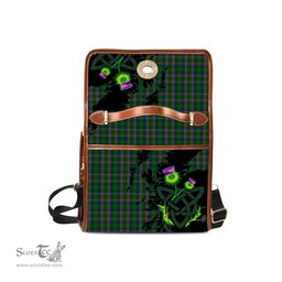 ScotsTee Shop Scottish Cockburn Clan Tartan Canvas Bag Celtic Knot and Thistle with Scotland Map Bag