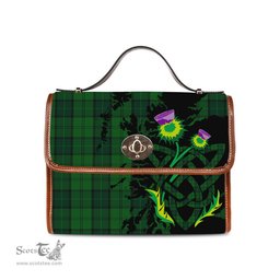 ScotsTee Shop Scottish Dunbar Hunting Clan Tartan Canvas Bag Celtic Knot and Thistle with Scotland Map Bag