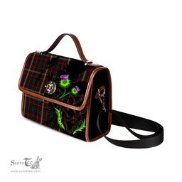 ScotsTee Shop Scottish Clifford Clan Tartan Canvas Bag Celtic Knot and Thistle with Scotland Map Bag
