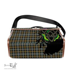 ScotsTee Shop Scottish Farquharson Weathered Clan Tartan Canvas Bag Celtic Knot and Thistle with Scotland Map Bag