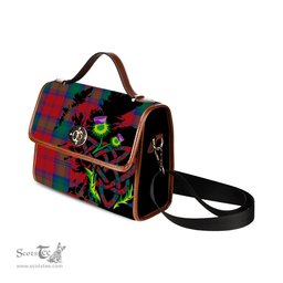 ScotsTee Shop Scottish Byres (Byses) Clan Tartan Canvas Bag Celtic Knot and Thistle with Scotland Map Bag