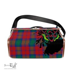 ScotsTee Shop Scottish Byres (Byses) Clan Tartan Canvas Bag Celtic Knot and Thistle with Scotland Map Bag