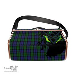 ScotsTee Shop Scottish Dundas Clan Tartan Canvas Bag Celtic Knot and Thistle with Scotland Map Bag