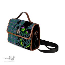 ScotsTee Shop Scottish Carmichael Ancient Clan Tartan Canvas Bag Celtic Knot and Thistle with Scotland Map Bag