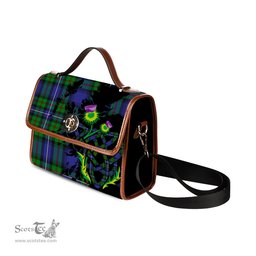 ScotsTee Shop Scottish Donnachaidh Clan Tartan Canvas Bag Celtic Knot and Thistle with Scotland Map Bag