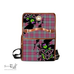 ScotsTee Shop Scottish Crawford Ancient Clan Tartan Canvas Bag Celtic Knot and Thistle with Scotland Map Bag