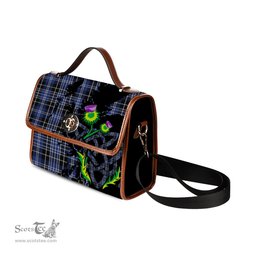 ScotsTee Shop Scottish Clark Clan Tartan Canvas Bag Celtic Knot and Thistle with Scotland Map Bag