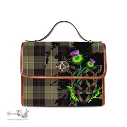 ScotsTee Shop Scottish Dunlop Hunting Clan Tartan Canvas Bag Celtic Knot and Thistle with Scotland Map Bag
