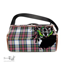 ScotsTee Shop Scottish Dennistoun Clan Tartan Canvas Bag Celtic Knot and Thistle with Scotland Map Bag