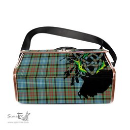 ScotsTee Shop Scottish Cathcart Clan Tartan Canvas Bag Celtic Knot and Thistle with Scotland Map Bag