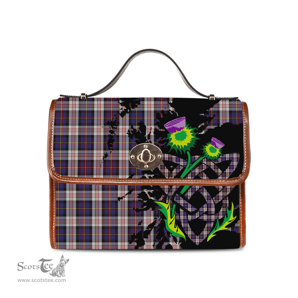 ScotsTee Shop Scottish Cameron of Erracht Dress Clan Tartan Canvas Bag Celtic Knot and Thistle with Scotland Map Bag
