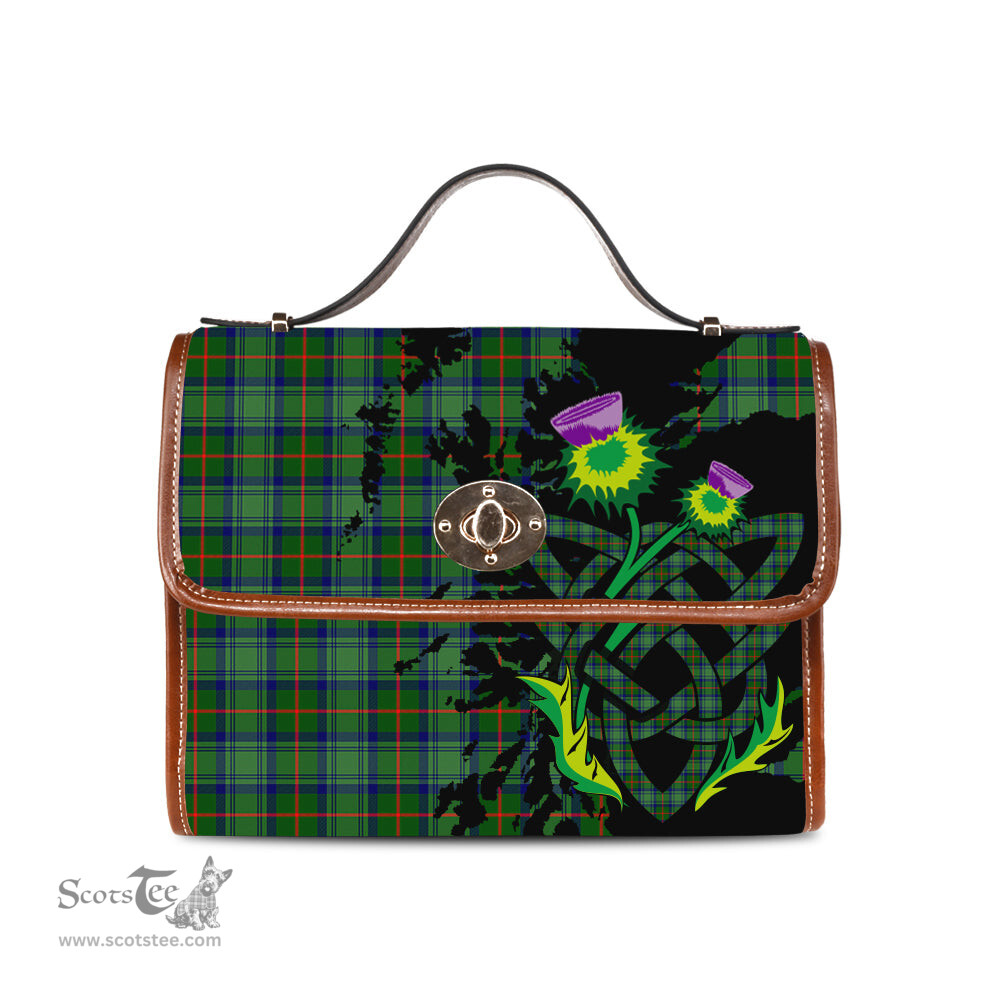 ScotsTee Shop Scottish Cranstoun Clan Tartan Canvas Bag Celtic Knot and Thistle with Scotland Map Bag