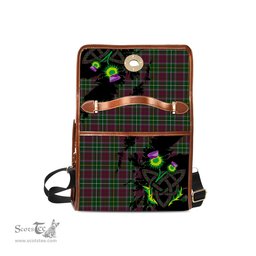 ScotsTee Shop Scottish Crosbie Clan Tartan Canvas Bag Celtic Knot and Thistle with Scotland Map Bag