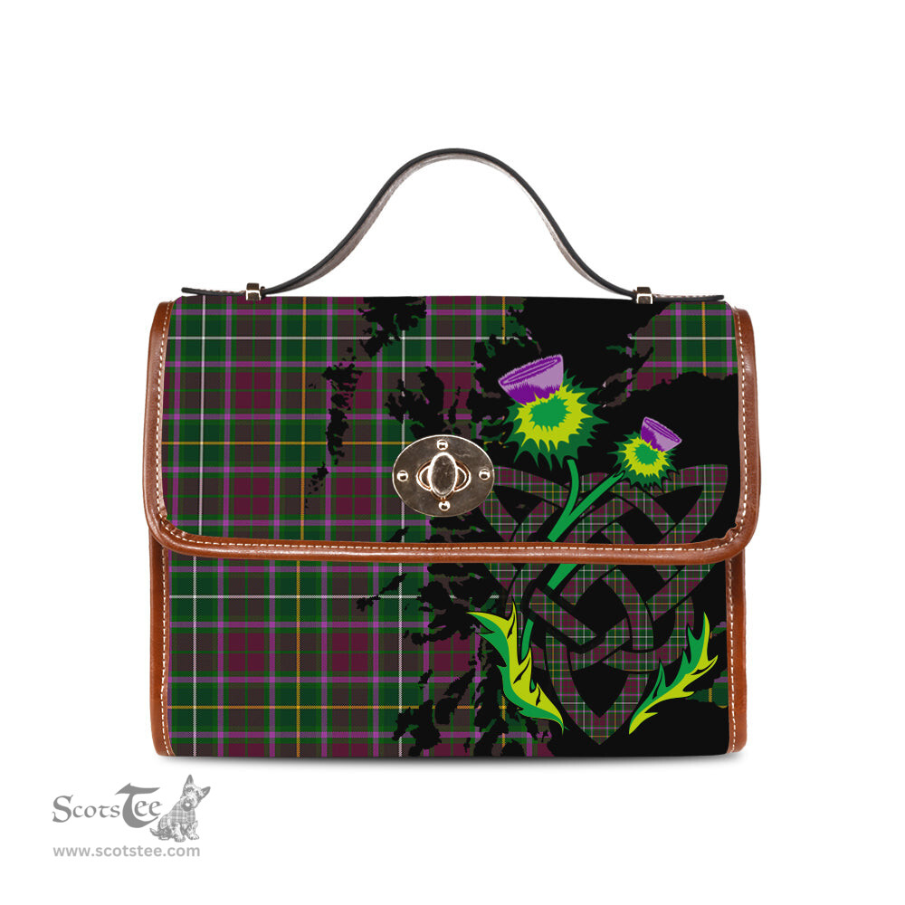 ScotsTee Shop Scottish Crosbie Clan Tartan Canvas Bag Celtic Knot and Thistle with Scotland Map Bag