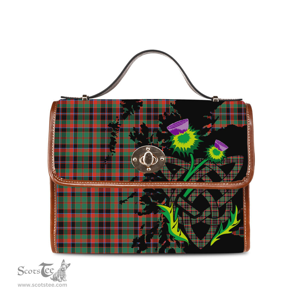 ScotsTee Shop Scottish Cumming Hunting Ancient Clan Tartan Canvas Bag Celtic Knot and Thistle with Scotland Map Bag