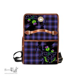 ScotsTee Shop Scottish Dunlop Modern Clan Tartan Canvas Bag Celtic Knot and Thistle with Scotland Map Bag