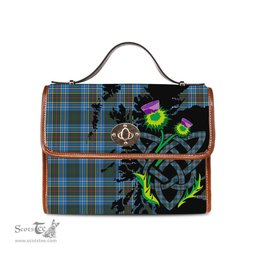 ScotsTee Shop Scottish Cockburn Modern Clan Tartan Canvas Bag Celtic Knot and Thistle with Scotland Map Bag