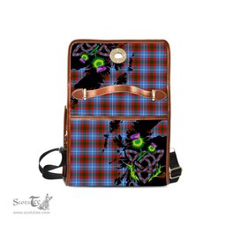 ScotsTee Shop Scottish Crichton Clan Tartan Canvas Bag Celtic Knot and Thistle with Scotland Map Bag
