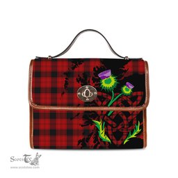 ScotsTee Shop Scottish Ewing Clan Tartan Canvas Bag Celtic Knot and Thistle with Scotland Map Bag